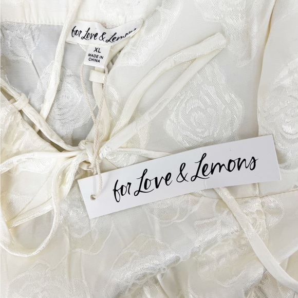 For Love And Lemons Melody Strappy Jacquard Mini Dress Size XL NWT Cream - Picture 5 of 8